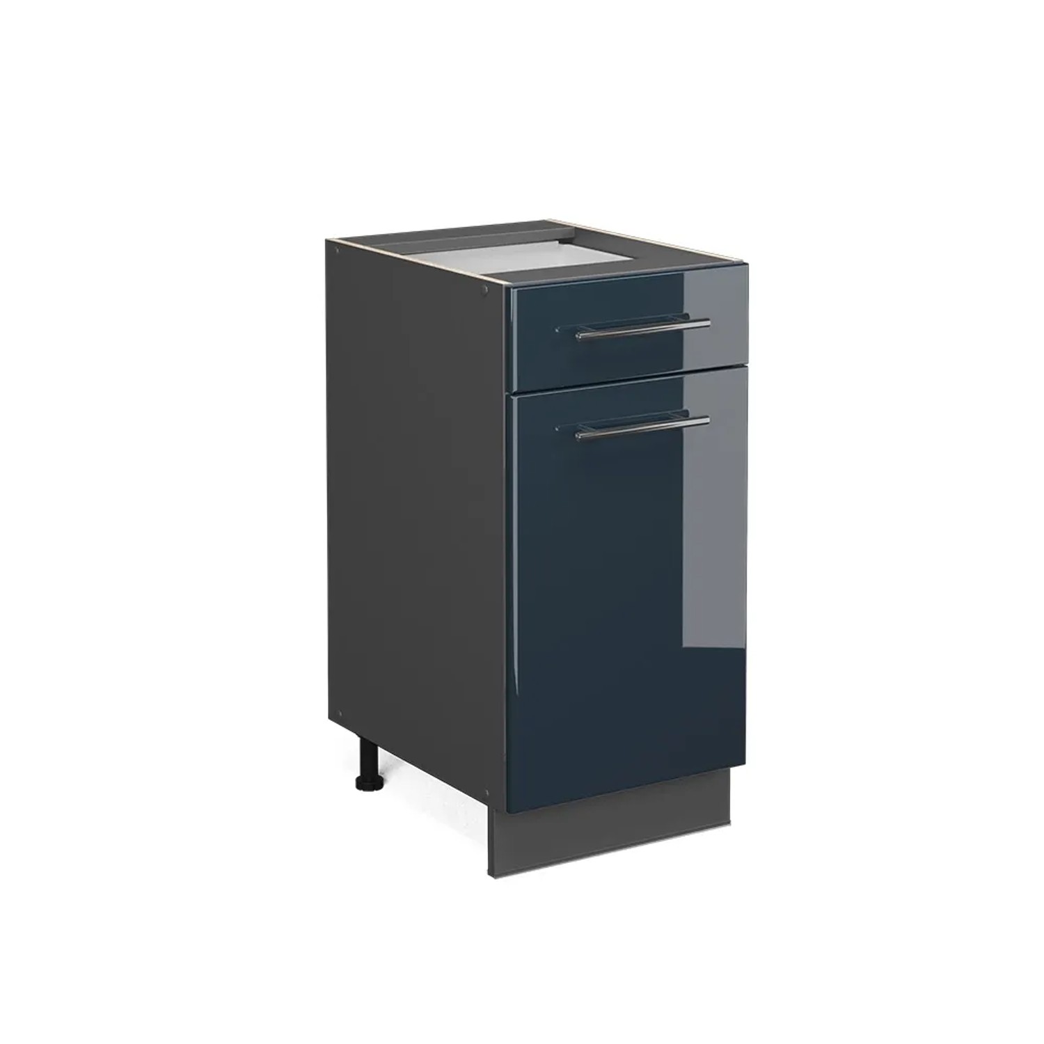 Vicco Küchenunterschrank Fame-Line Dunkelblau Hochglanz/Anthrazit 40 cm ohn günstig online kaufen