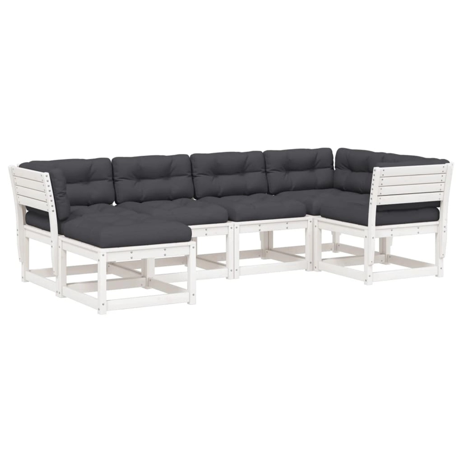 vidaXL 6-Tlg Garten-Sofagarnitur mit Kissen Weiß Massivholz Kiefer 3217036 günstig online kaufen
