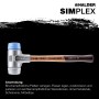 Halder Simplex Schonhammer 50mm mit Alugehäuse und Holzstiel, TPE-soft/mid Schlagflächen.