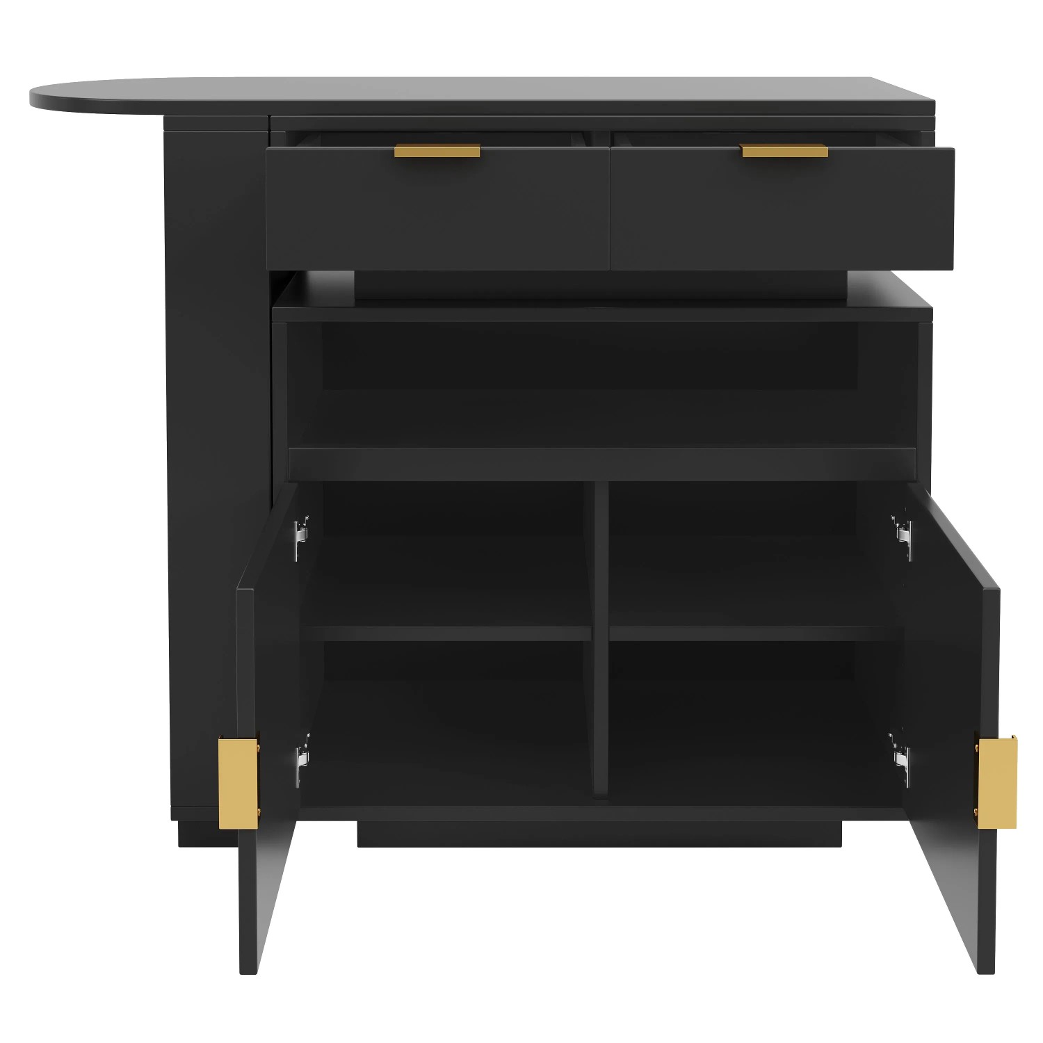 okwish Bartisch mit Stauraum LED Beleuchtung Küche 115x183x40x99cm Schwarz