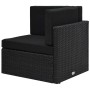 Schwarzes Ecksofa-Element aus Polyrattan für vidaXL Garten-Lounge-Set. Gartenmöbel mit Sitz- und Rückenkissen.