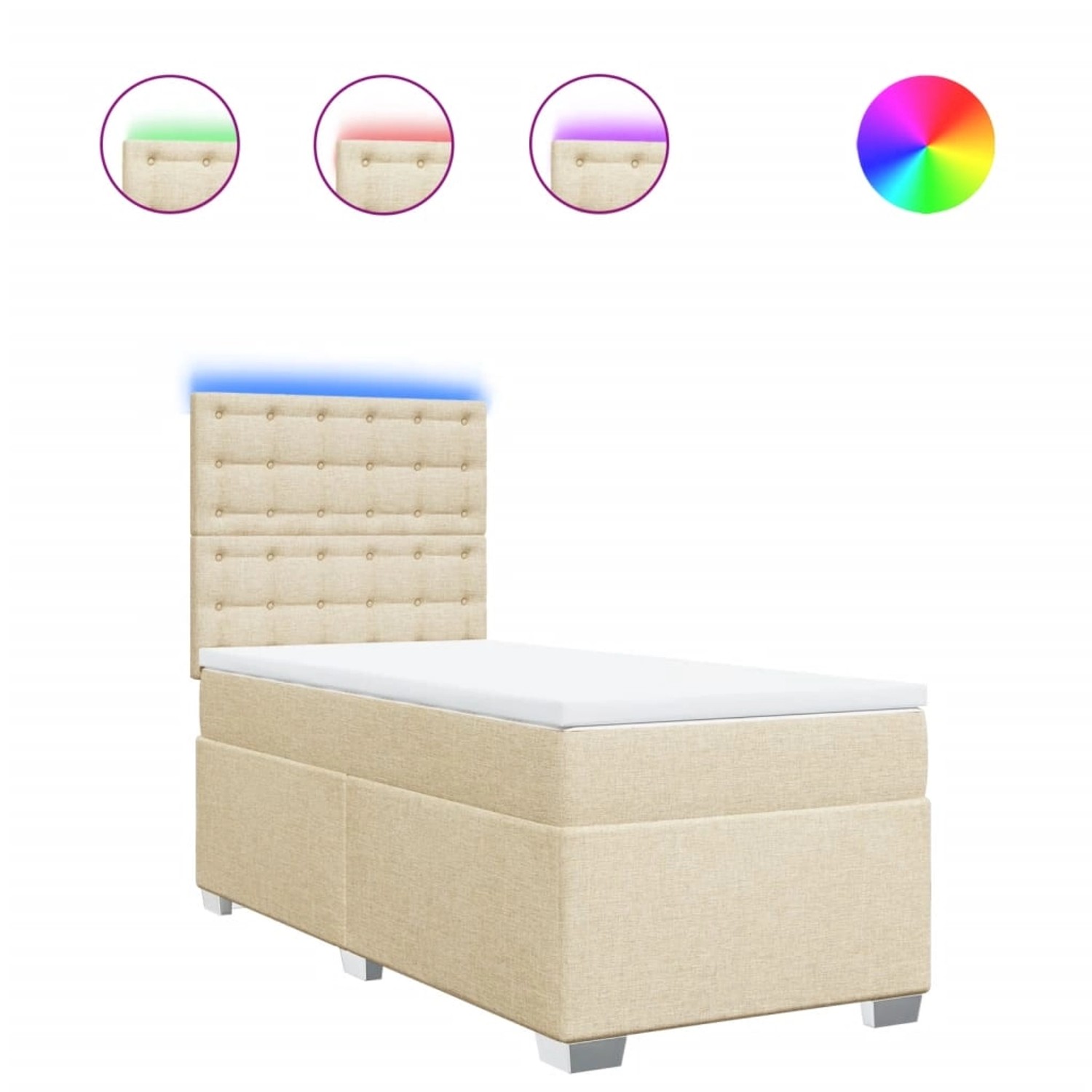 vidaXL Boxspringbett mit Matratze Creme 80x200 cm Stoff 3292634 günstig online kaufen
