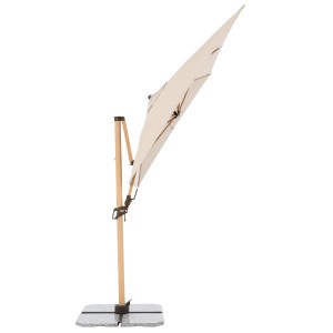 Doppler Ampelschirm Alu Wood 300x220 cm, naturfarbener, rechteckiger Sonnenschirm mit Kurbel.