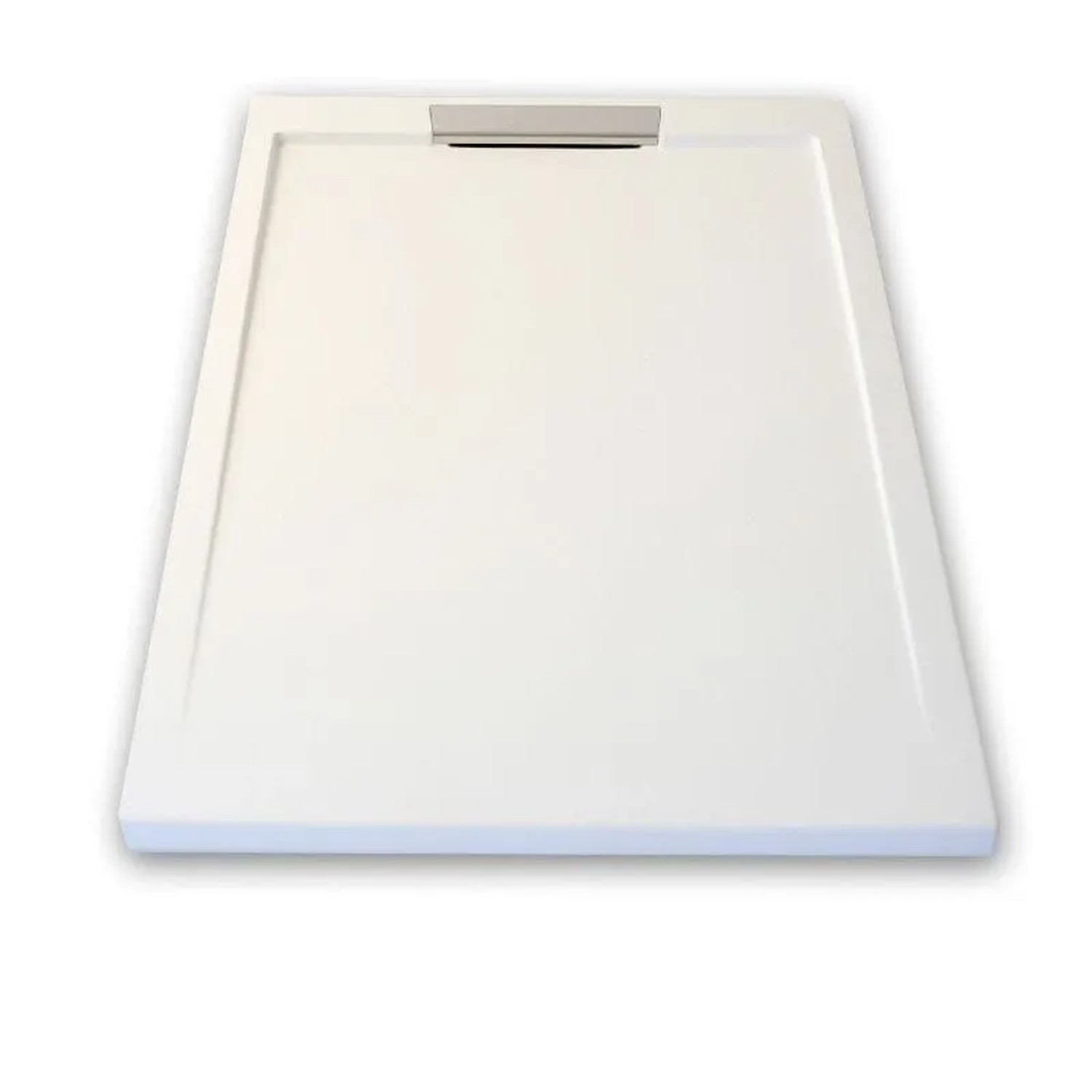Mirlo Mineralguss Duschwanne Extra Flach Lux  Weiß Ablaufschutz Chrom Ablaufschutz Chrom 80x120cm
