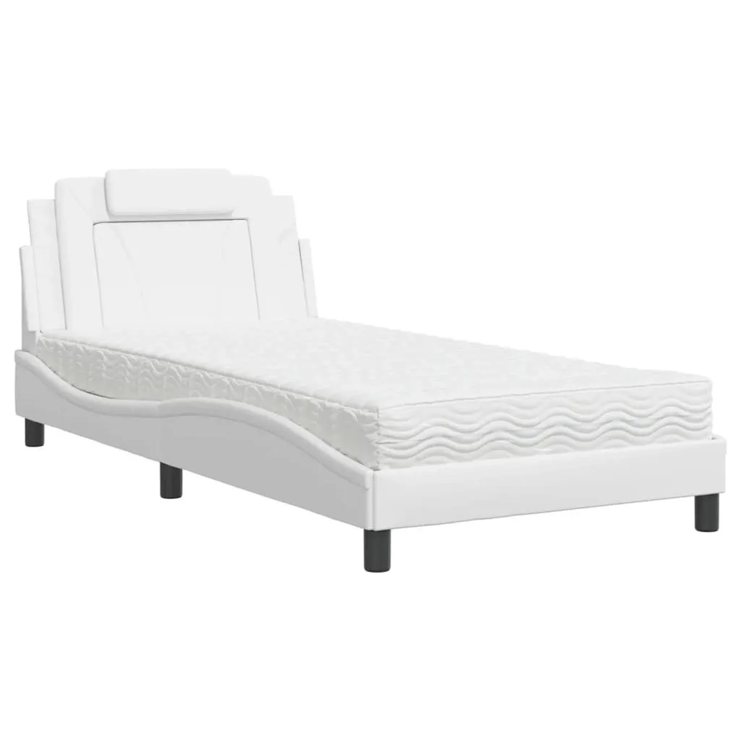 vidaXL Bett Viana mit Matratze Weiß 100x200 cm Kunstleder 3208776