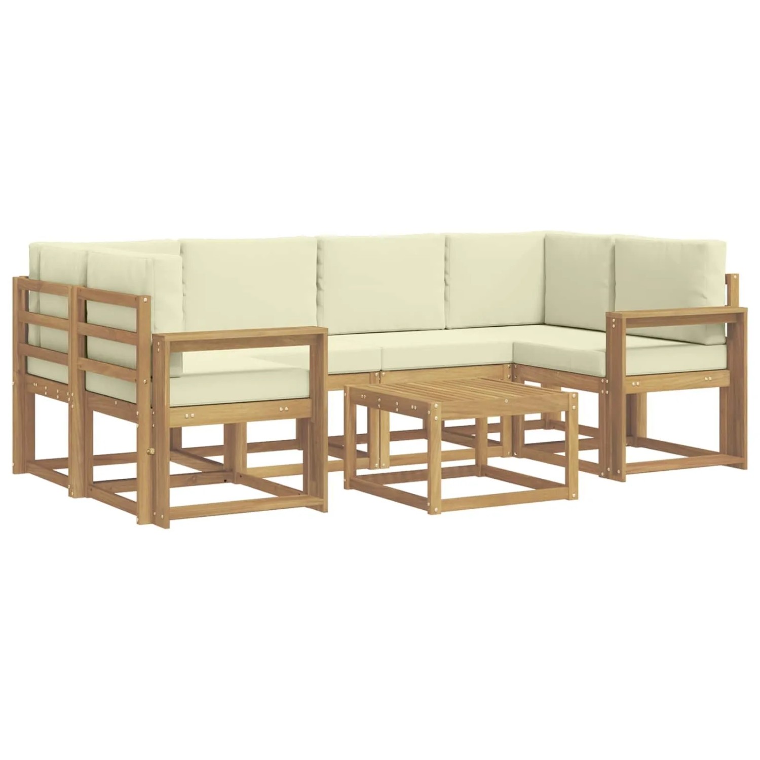 vidaXL Outdoor-Sofagarnitur mit Kissen 7-Tlg Weiß und Creme 3387319