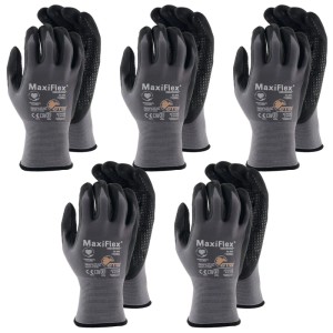 vasalat Set Maxiflex Endurance Arbeitshandschuhe, Größe 11 XXL, 5 Paar, grau/schwarz.