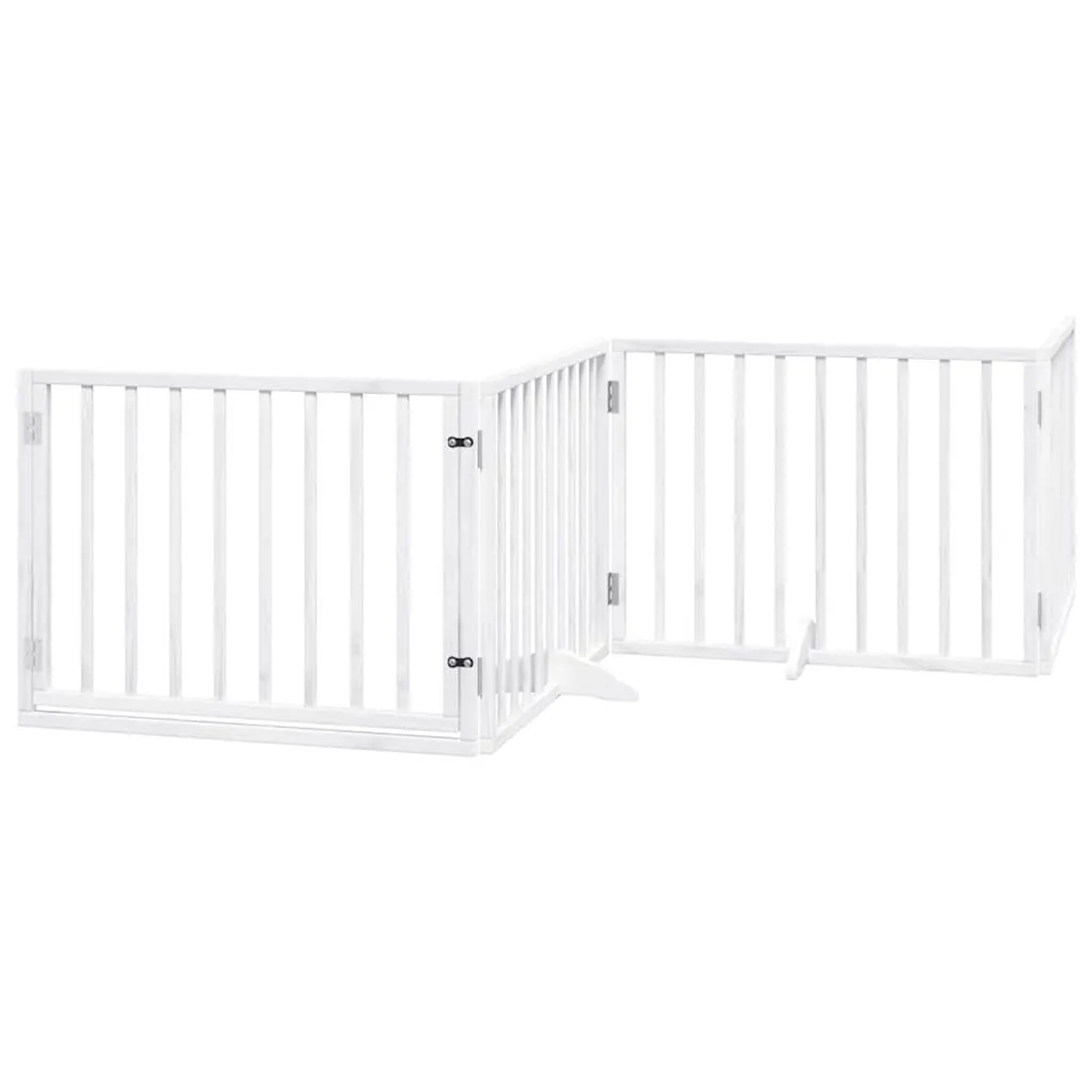 vidaXL 8 Tlg Hundetor mit Tür Faltbar Weiß 640 cm Pappelholz 3155562