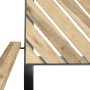 Detailansicht Gartensessel Ovando mit Armlehnen aus Akazienholz und Stahlrahmen.
