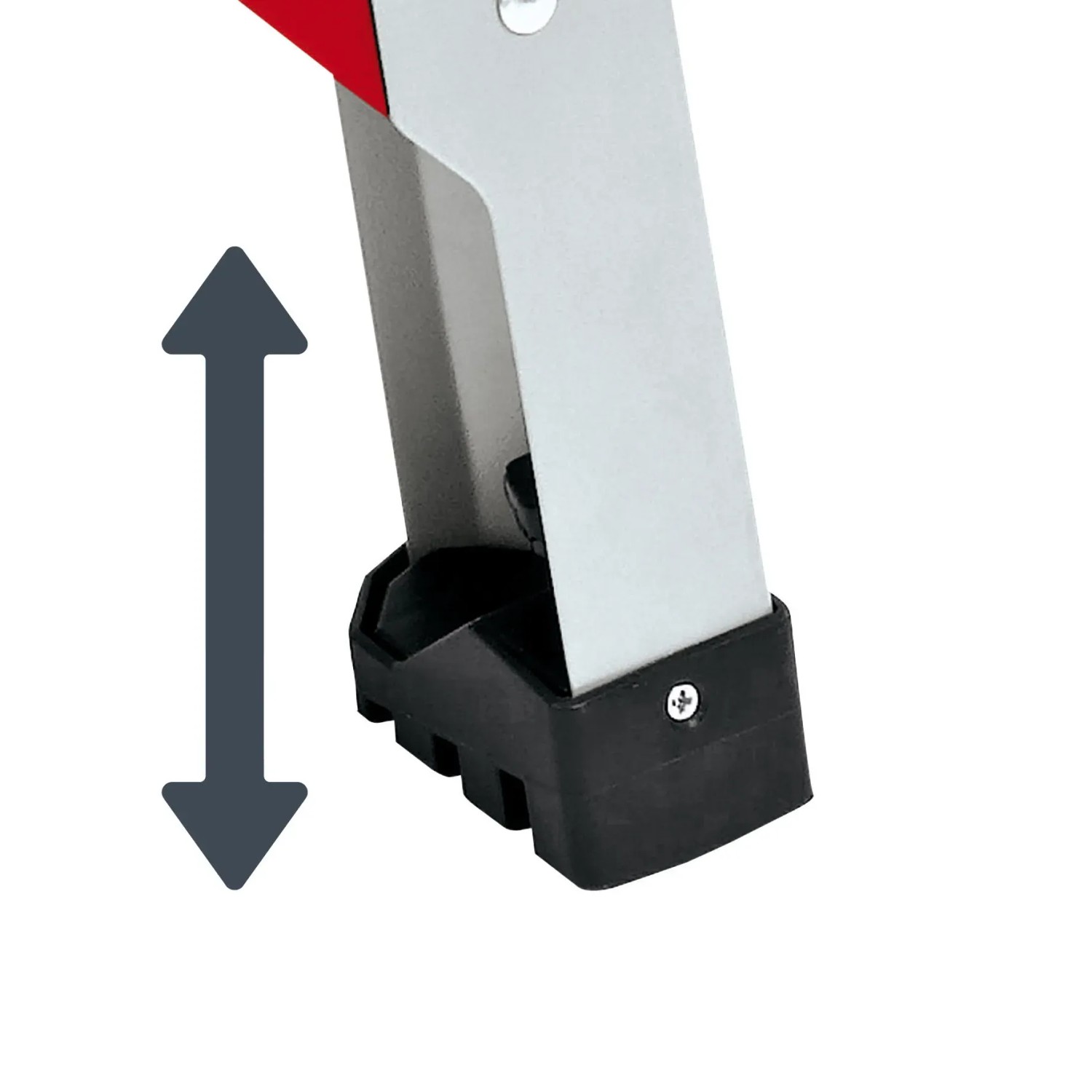 Detailaufnahme: Höhenverstellbarer Fuß des Einhell Kappsägen-Untergestells für optimalen Stand.