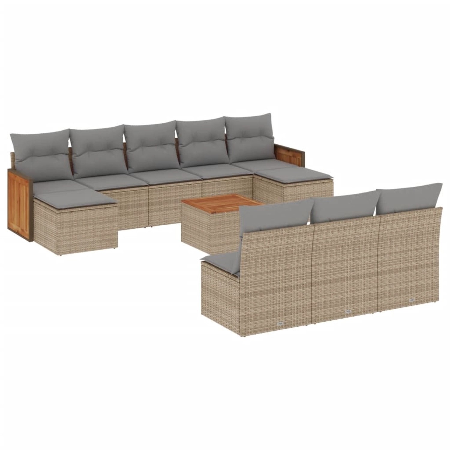 vidaXL 11-Tlg Garten-Sofagarnitur mit Kissen Beige Poly Rattan 3228075 günstig online kaufen
