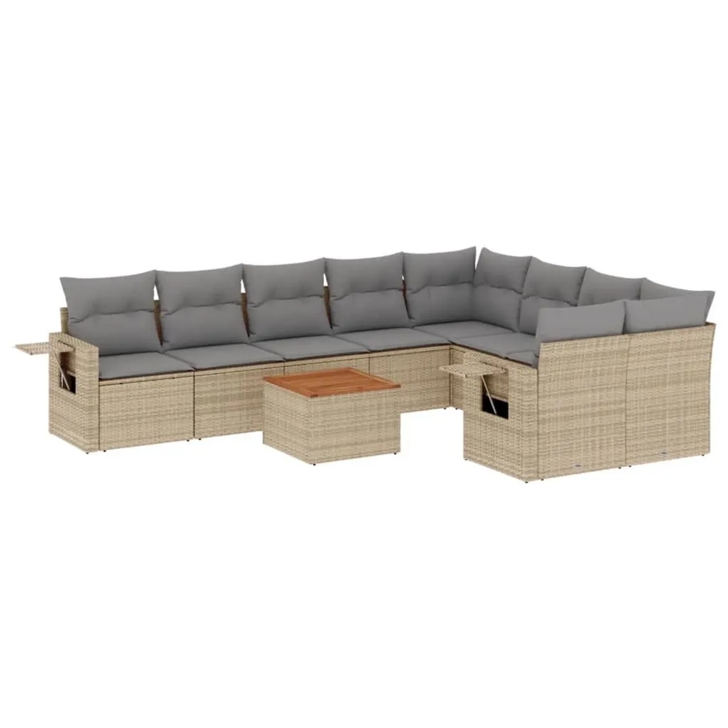 vidaXL 10-Tlg Garten-Sofagarnitur mit Kissen Beige Poly Rattan 3224722