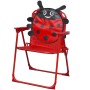 Rotes 3-tlg. Garten-Bistro-Set für Kinder mit Marienkäfer-Motiv und Sonnenschirm.