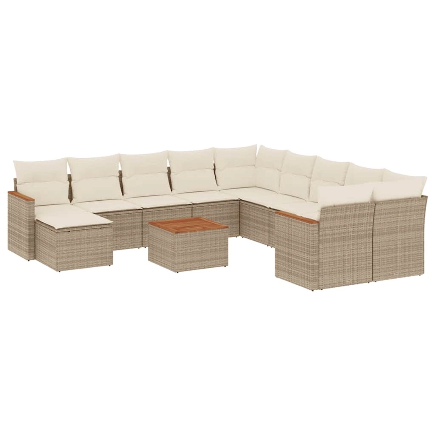 vidaXL 12-Tlg Garten-Sofagarnitur mit Kissen Beige Poly Rattan 3226576 günstig online kaufen