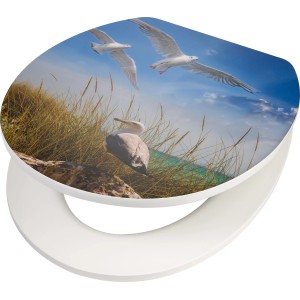 baliv WC-Sitz Paru mit Möwen-Motiv und Absenkautomatik. Toilettendeckel aus MDF-Holzkern.