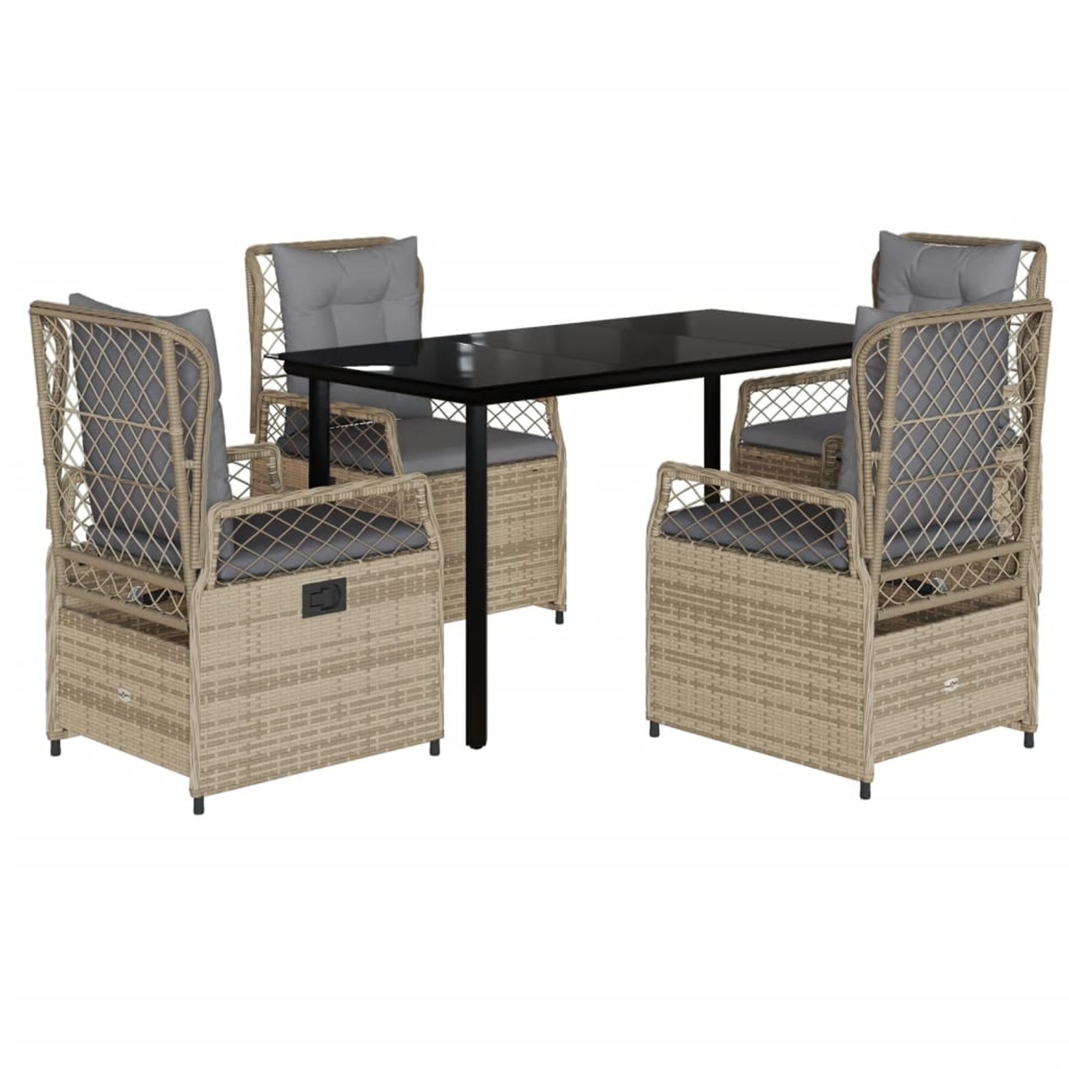 vidaXL 5-Tlg Garten-Essgruppe mit Kissen Beige Poly Rattan 3263008 günstig online kaufen