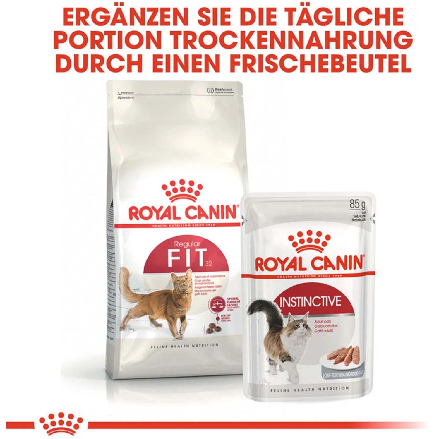 Royal Canin Fit Trockenfutter & Feuchtfutter für aktive Katzen.