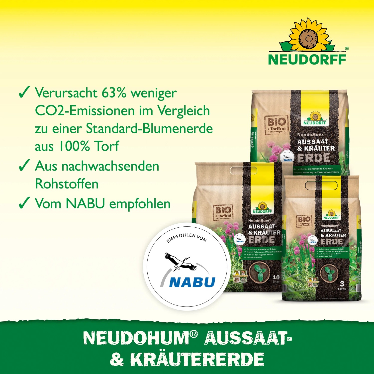 Neudorff Neudohum Aussaat- und Kräutererde, torffrei, 10 Liter Sack.
