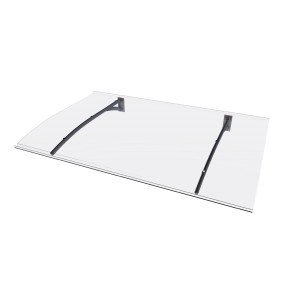 Modernes Gutta Vordach PT Secco in Anthrazit mit klarer Abdeckung, 150x90x22 cm.