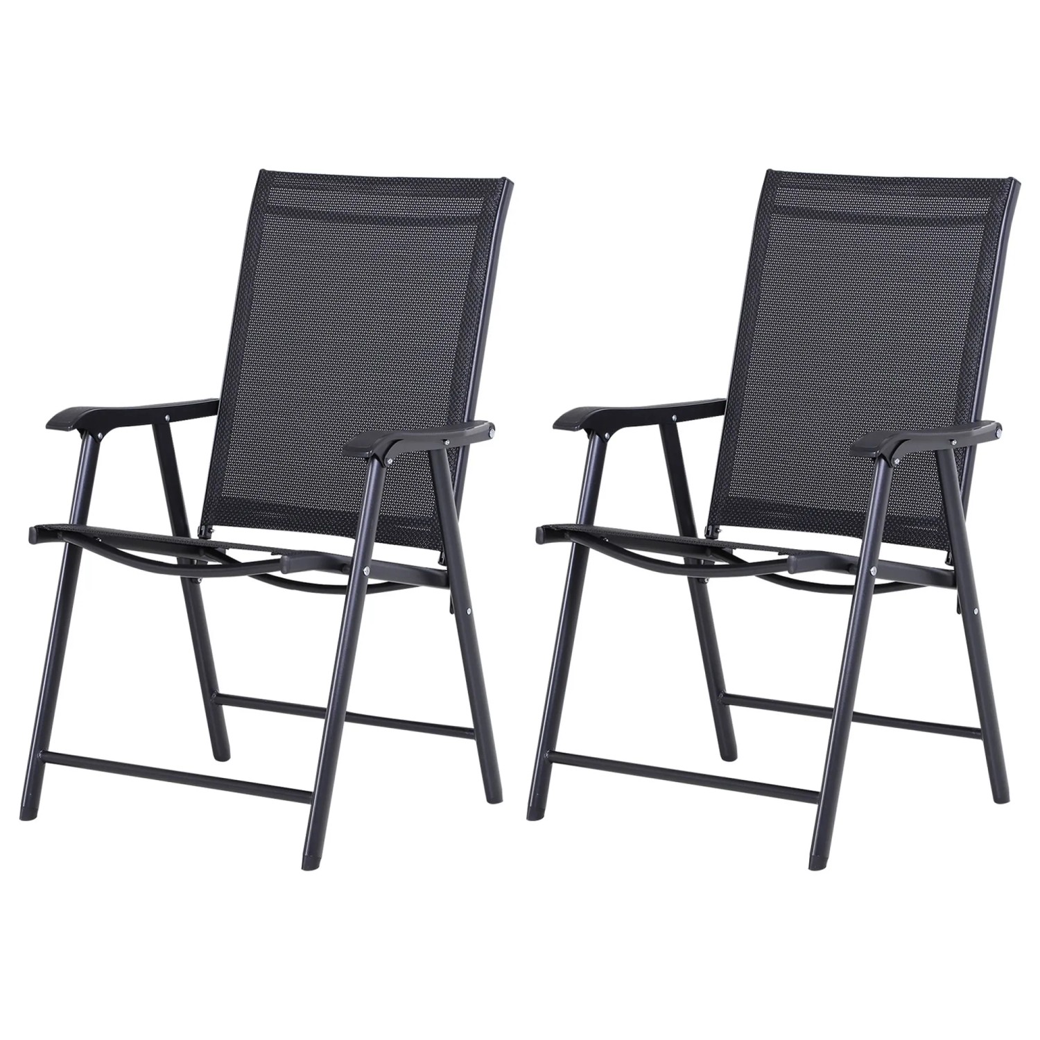 Furnicato Klappstuhl 2er Set Mit Armlehne 58x64x94 Cm Schwarz
