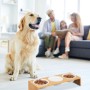 Relaxdays Futterstation für Hunde Bambus Natur Weiß Erhöht Rutschfest 9,5 cm x 46,5 cm x 17 cm 1,3 kg_3