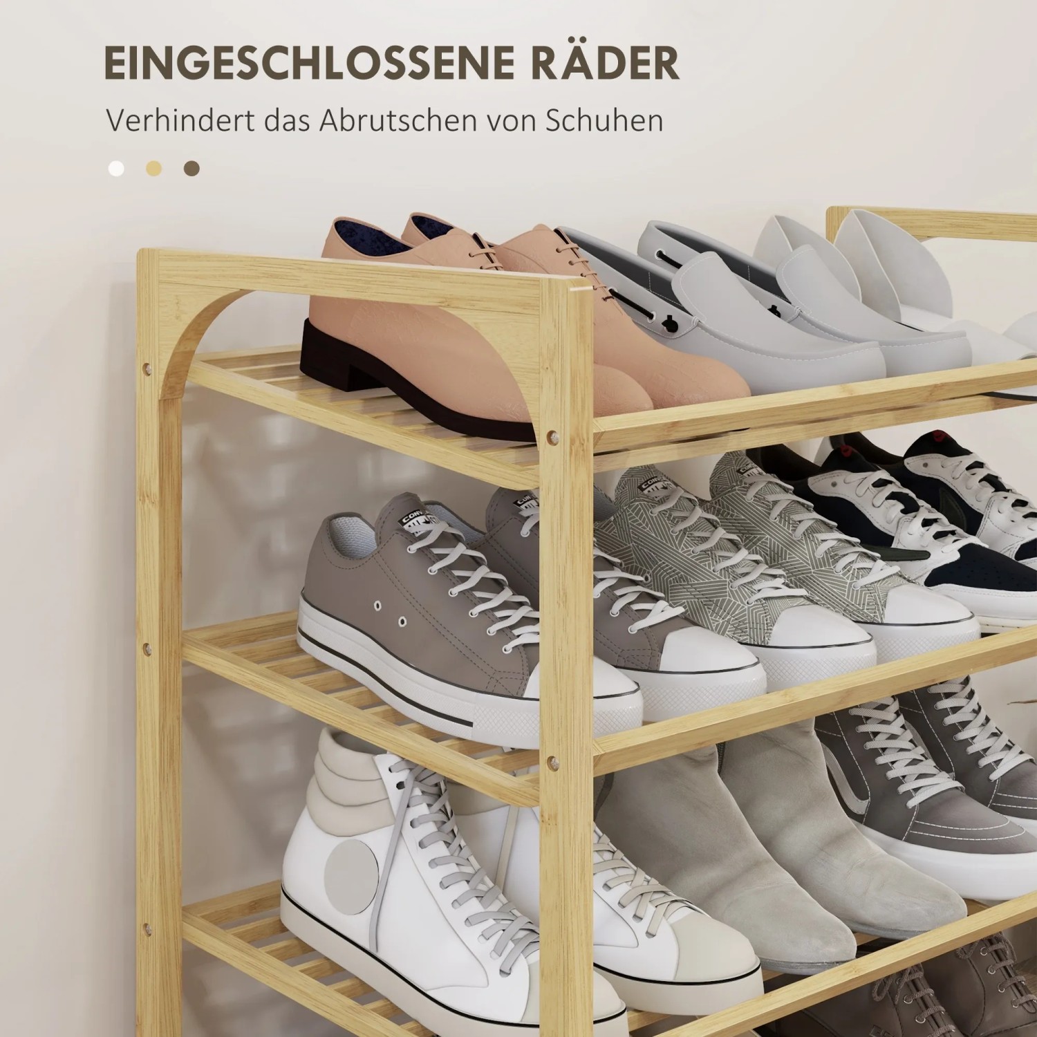HOMCOM Schuhregal aus Bambus mit 4 Ebenen für ca. 12 Paar Schuhe.