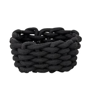 Schwarzer Schöner Wohnen Badkorb Melara S aus geflochtenem Baumwollseil.