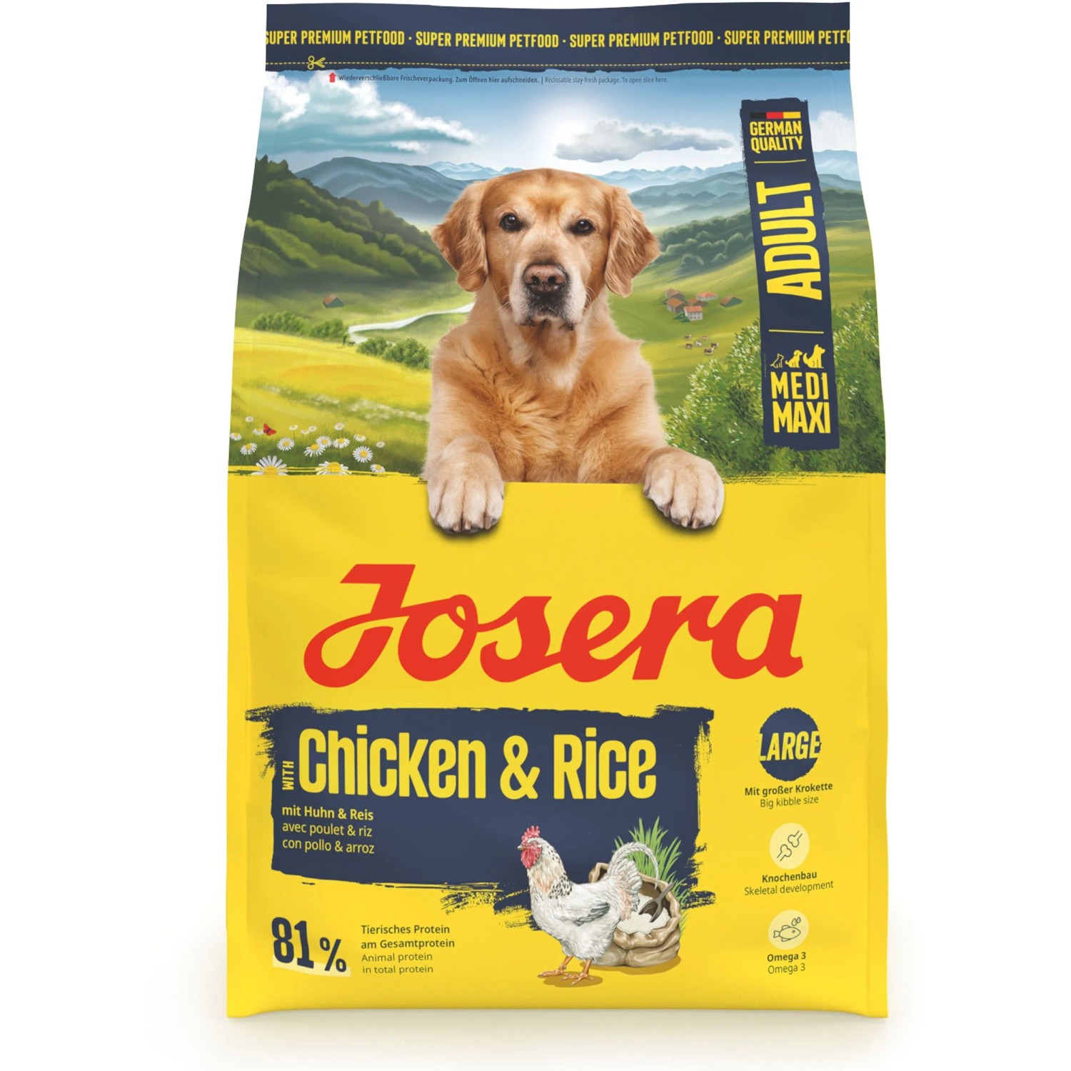 Josera Hunde-Trockenfutter Adult mit Huhn & Reis 3 kg