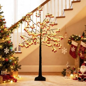Costway Leuchtbaum 150cm mit 480 LEDs und 384 roten Kugeln als Weihnachtsdeko.