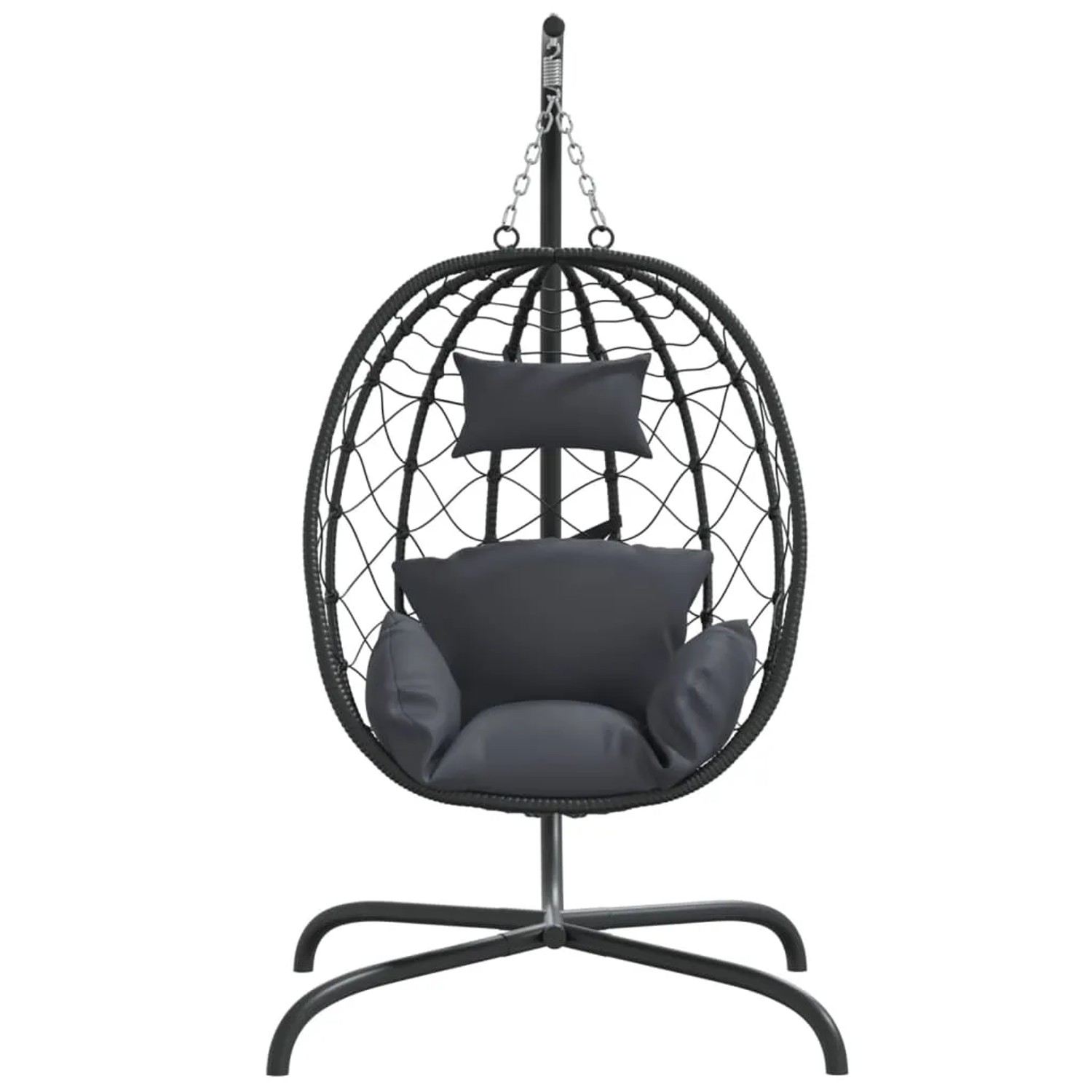 vidaXL Hängesessel mit Gestell Ei mit Kissen Rattan Anthrazit 150 kg kaufen bei OBI