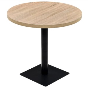 DELUKE Bistrotisch MARV Rund 80x75cm Eichenoptik Esstisch Kleiner Tisch Cafe Gartentisch Balkontisch Outdoortisch