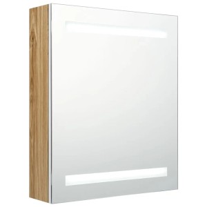 vidaXL LED-Bad-Spiegelschrank Weiß und Eichen-Optik 50x14x60 cm 326485
