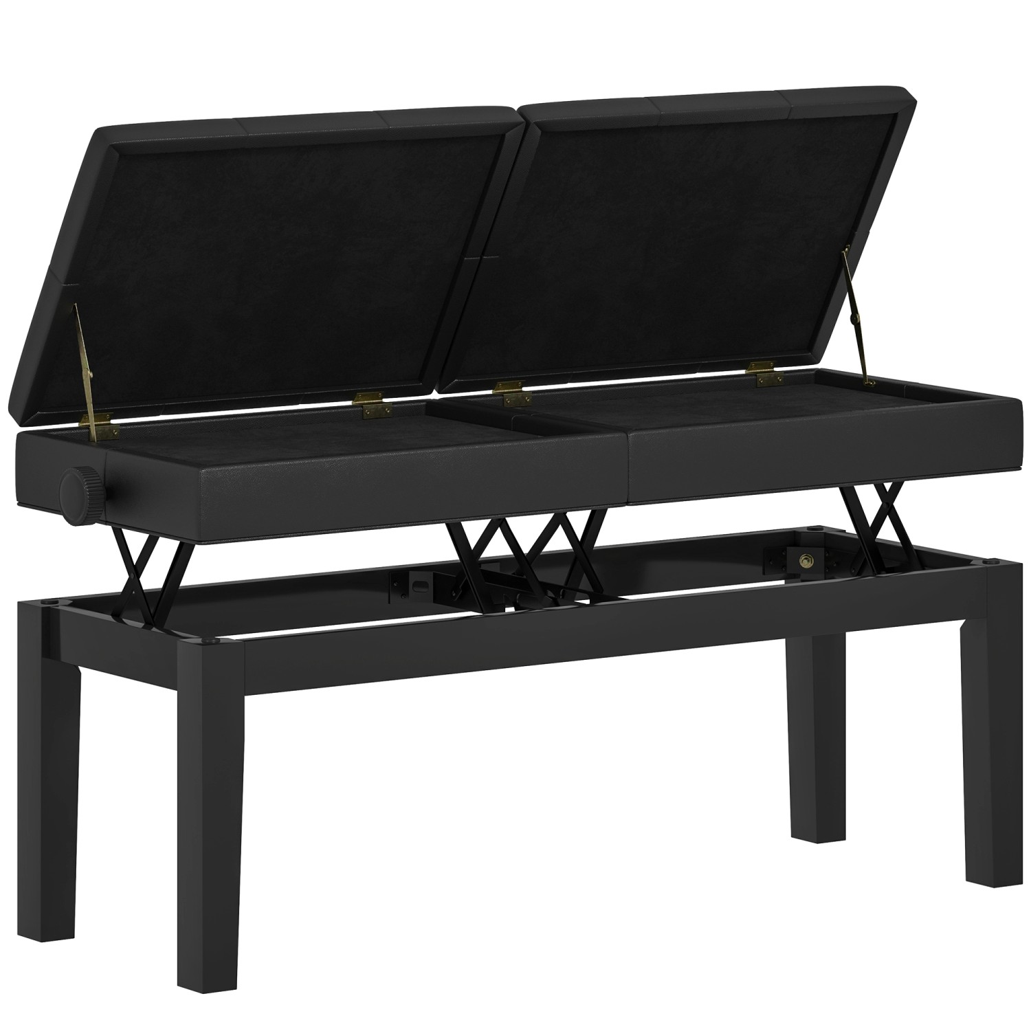 HOMCOM Klavierbank Gummiholz Kunstleder 105L x 37B x 48-58H cm Schwarz