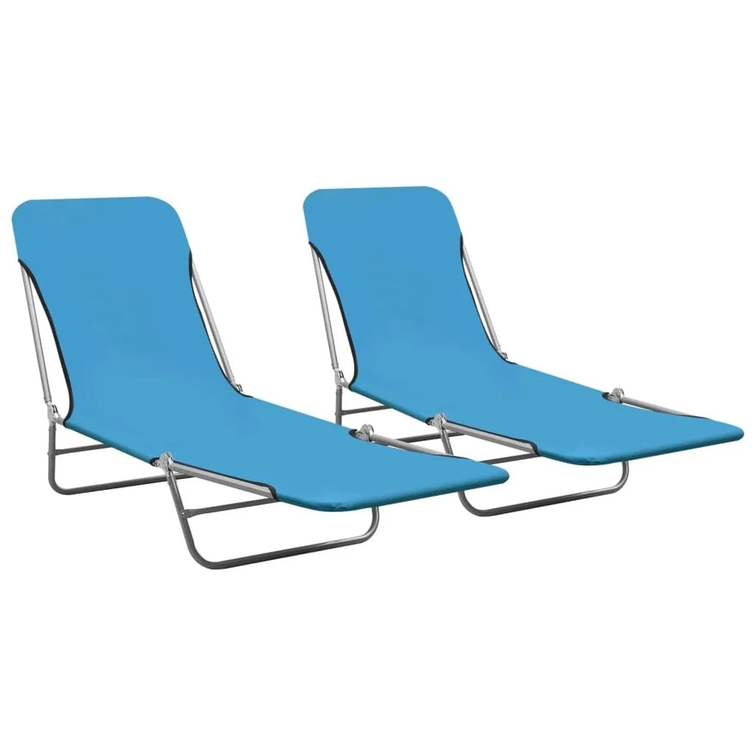 Furnicato Klappbare Sonnenliegen 2 Stk Stahl Und Stoff Blau