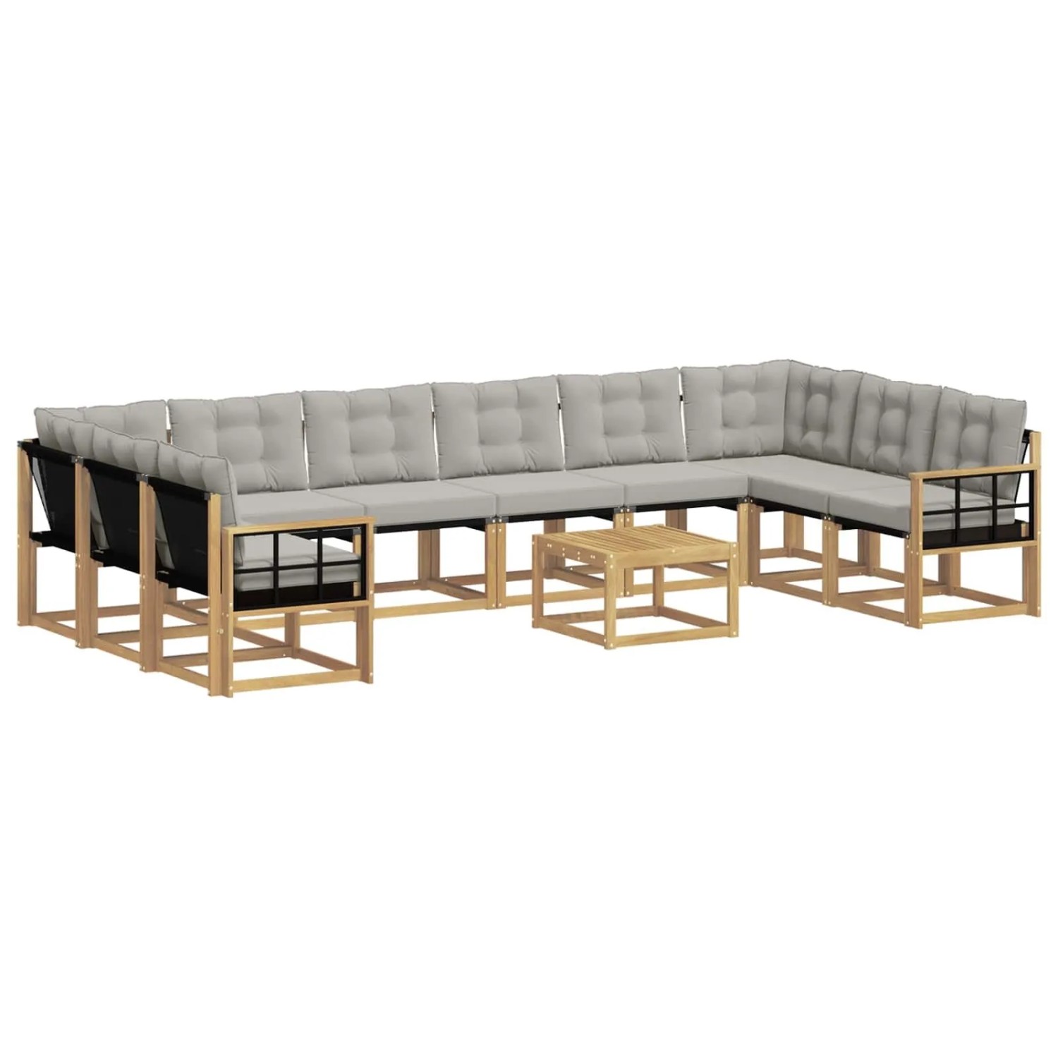 vidaXL Outdoor-Sofagarnitur mit Kissen 11 Stk Weiß und Hellgrau 3389937