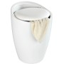 Wenko Hocker Candy White Matt mit Wäschesack, runder Badhocker aus Kunststoff mit Sitzfläche.