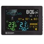 Schwarze Bresser Wetterstation MeteoTemp Baro HZ mit Farbdisplay für Innen- und Außentemperatur.