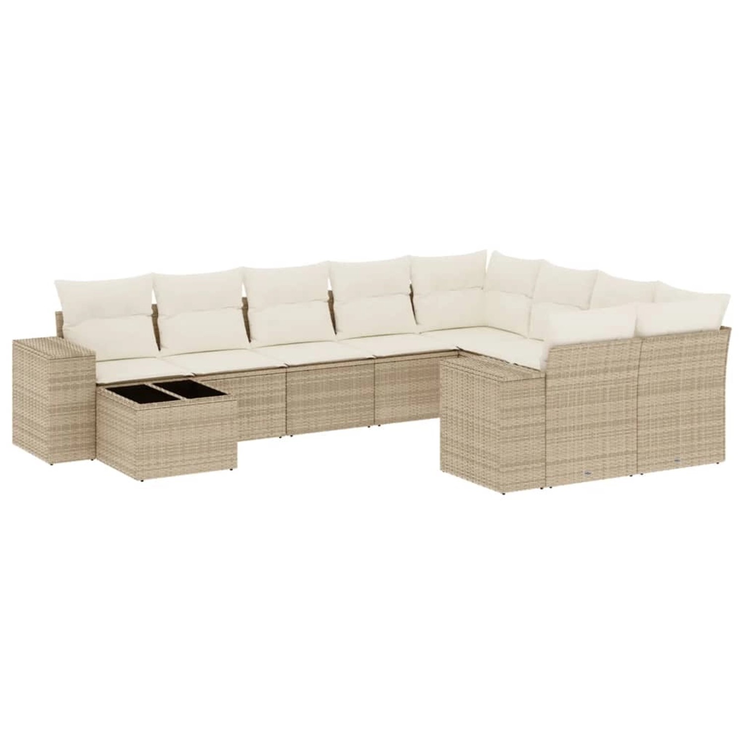 vidaXL 10-Tlg Garten-Sofagarnitur mit Kissen Beige Poly Rattan 3255395 günstig online kaufen