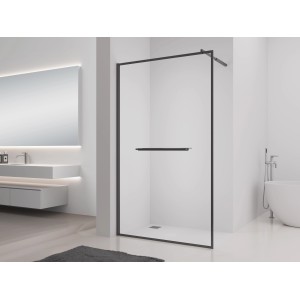 Baliv Seitenwand DUK-90.150 Walk-In Industrial Grey, 90x200 cm, mit Handtuchhalter und Ablage.