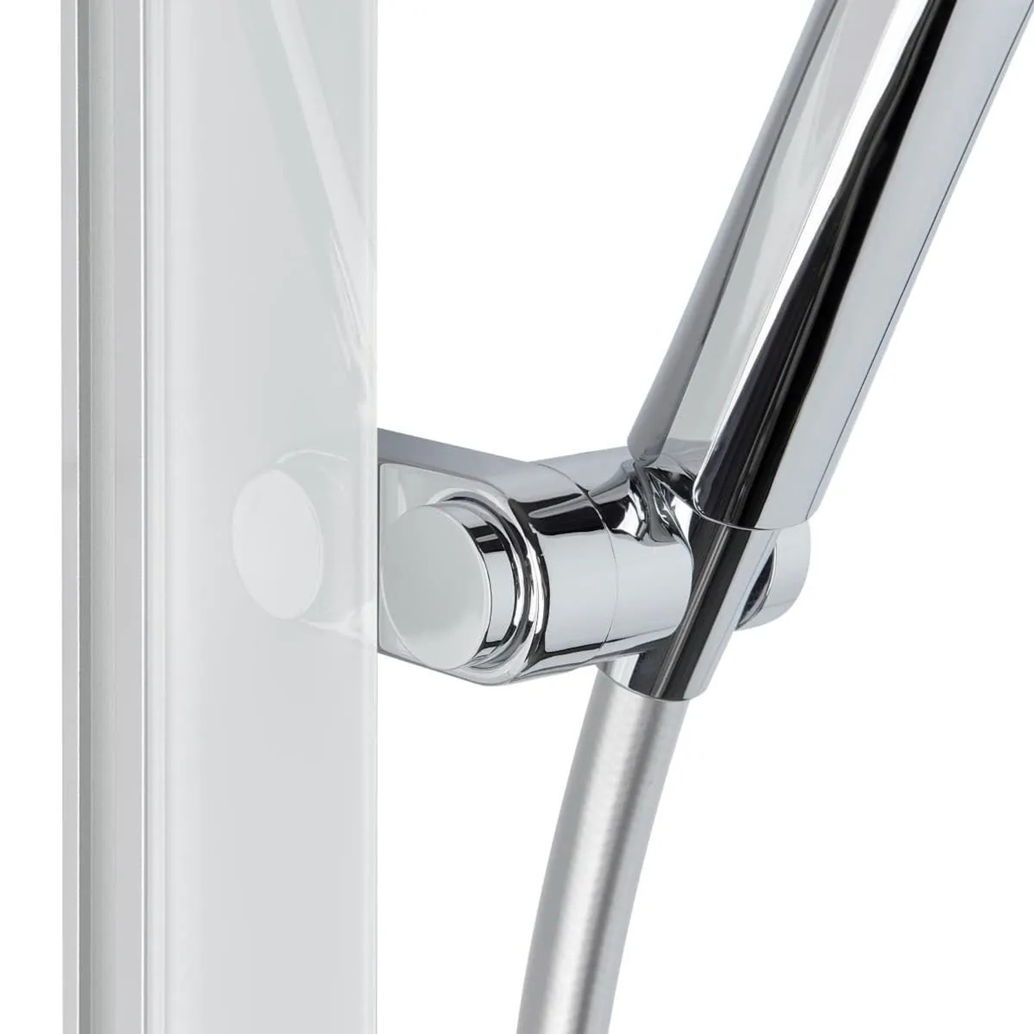 Swiss Aqua Technologies Duschset Duschstange mit Handbrause und Praktischer Ablage Weiß und Chrom_5