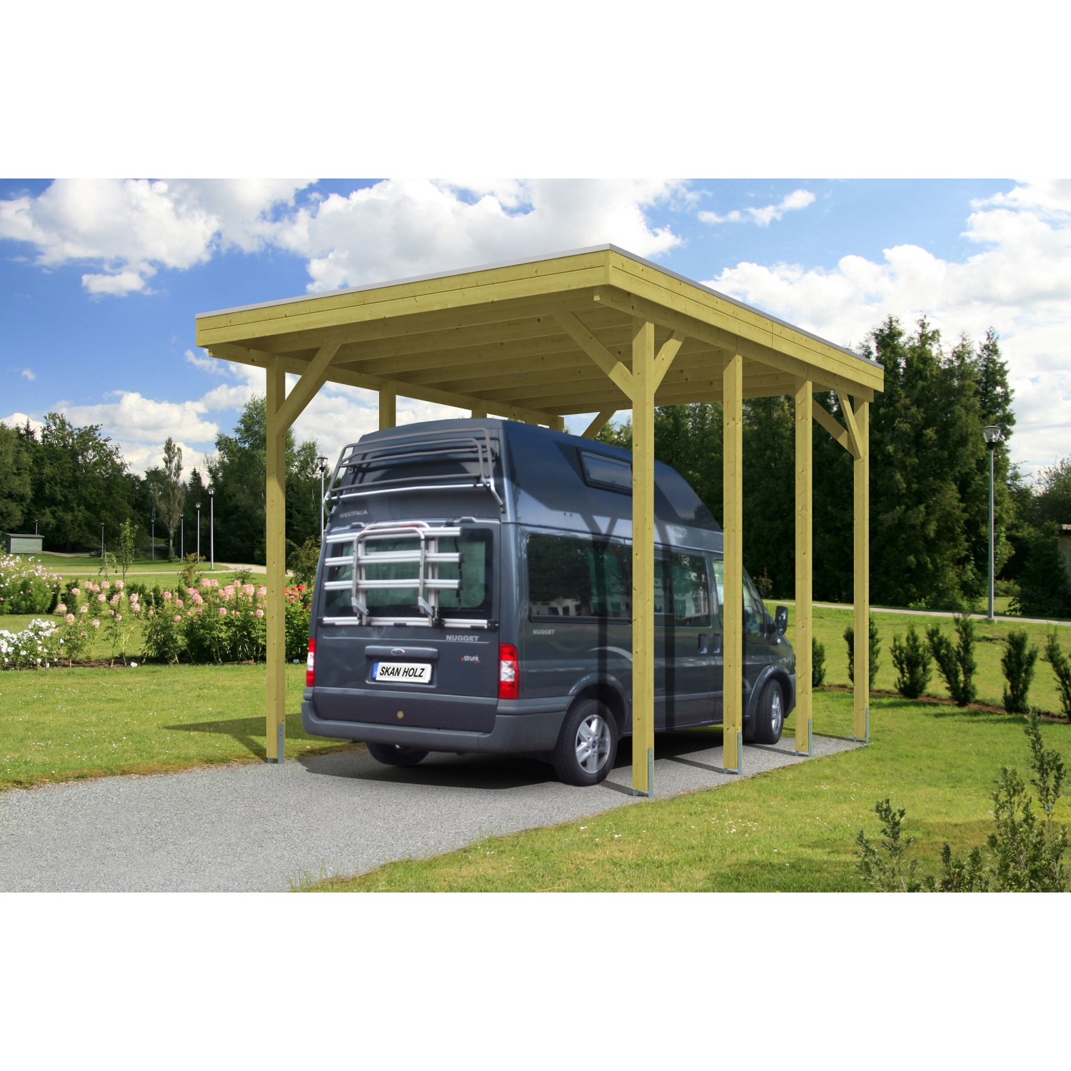 Skan Holz Caravan-Einzelcarport Friesland B x T 397 cm x 555 cm günstig online kaufen