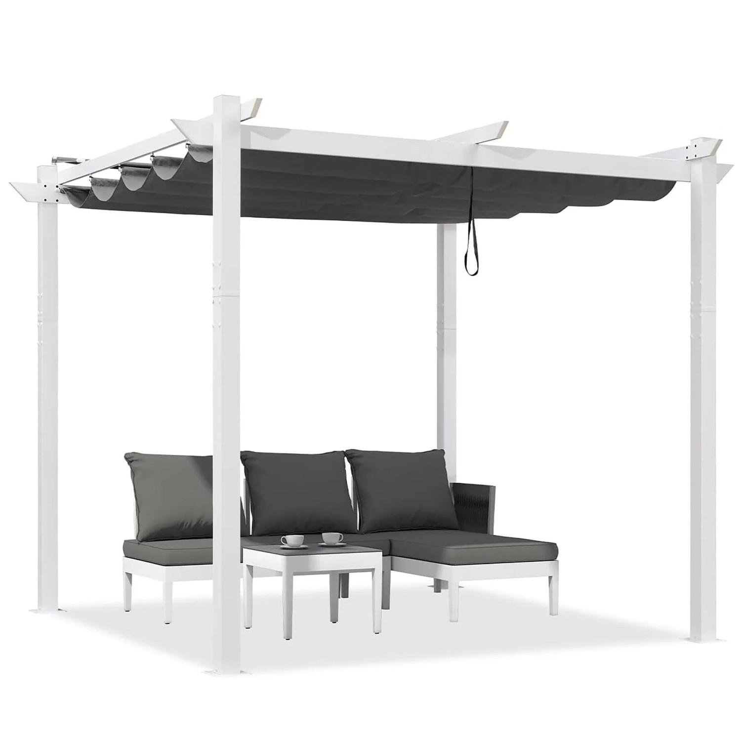 Purple Leaf Pergola 300 cm X 300 cm Pavillon mit Schiebedach Aluminium Wasserdicht