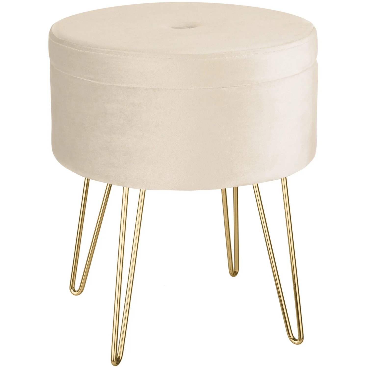 Tectake Sitzhocker Mit Stauraum Ava Rund 37 5 x 44 5 cm  37 50 x 37 50 x 44 50 cm Creme