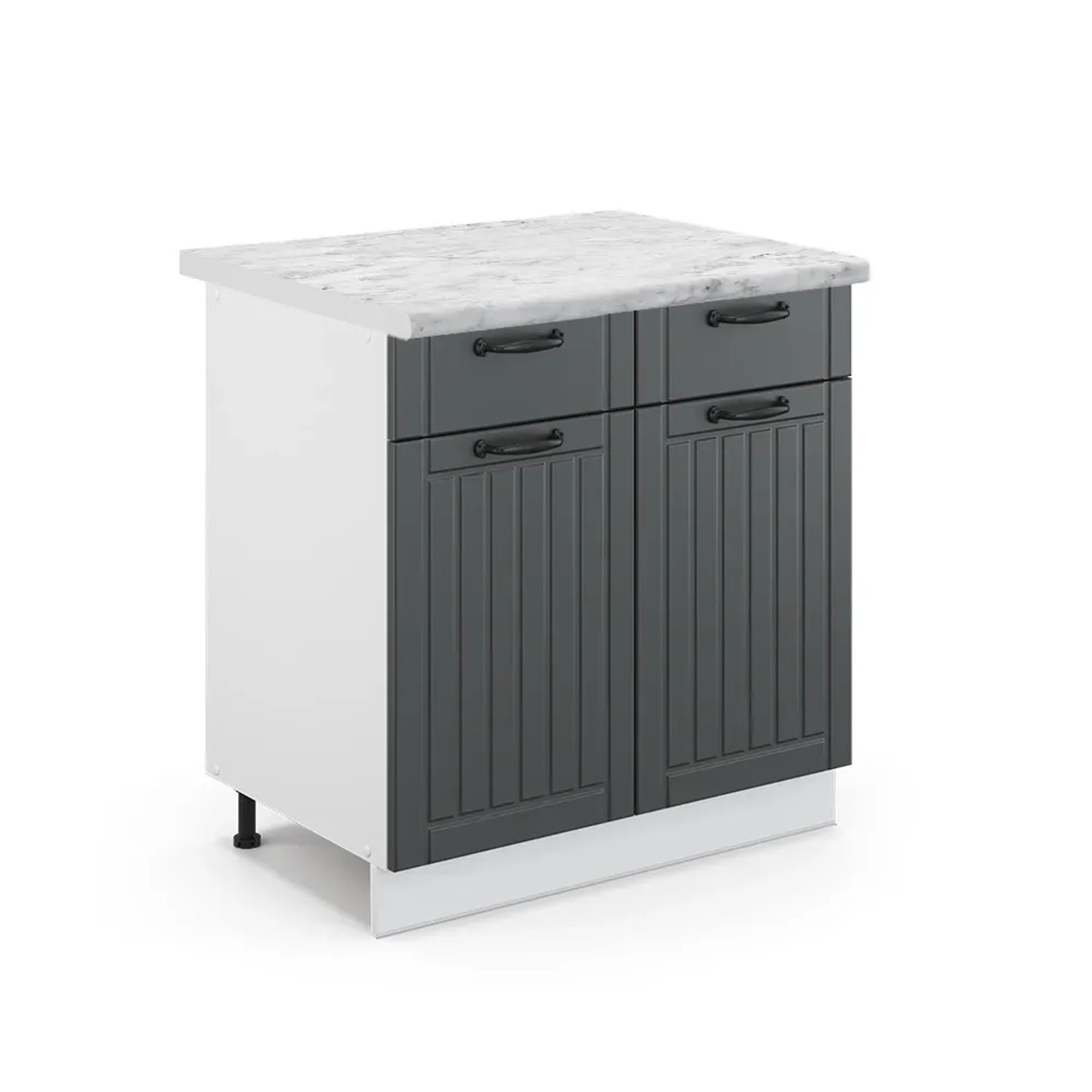 Vicco Küchenunterschrank Fame-Line Anthrazit Landhaus/Weiß 80 cm AP Eiche günstig online kaufen