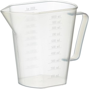 Transparenter LUX Messbecher 1000 ml mit Skala und Griff.