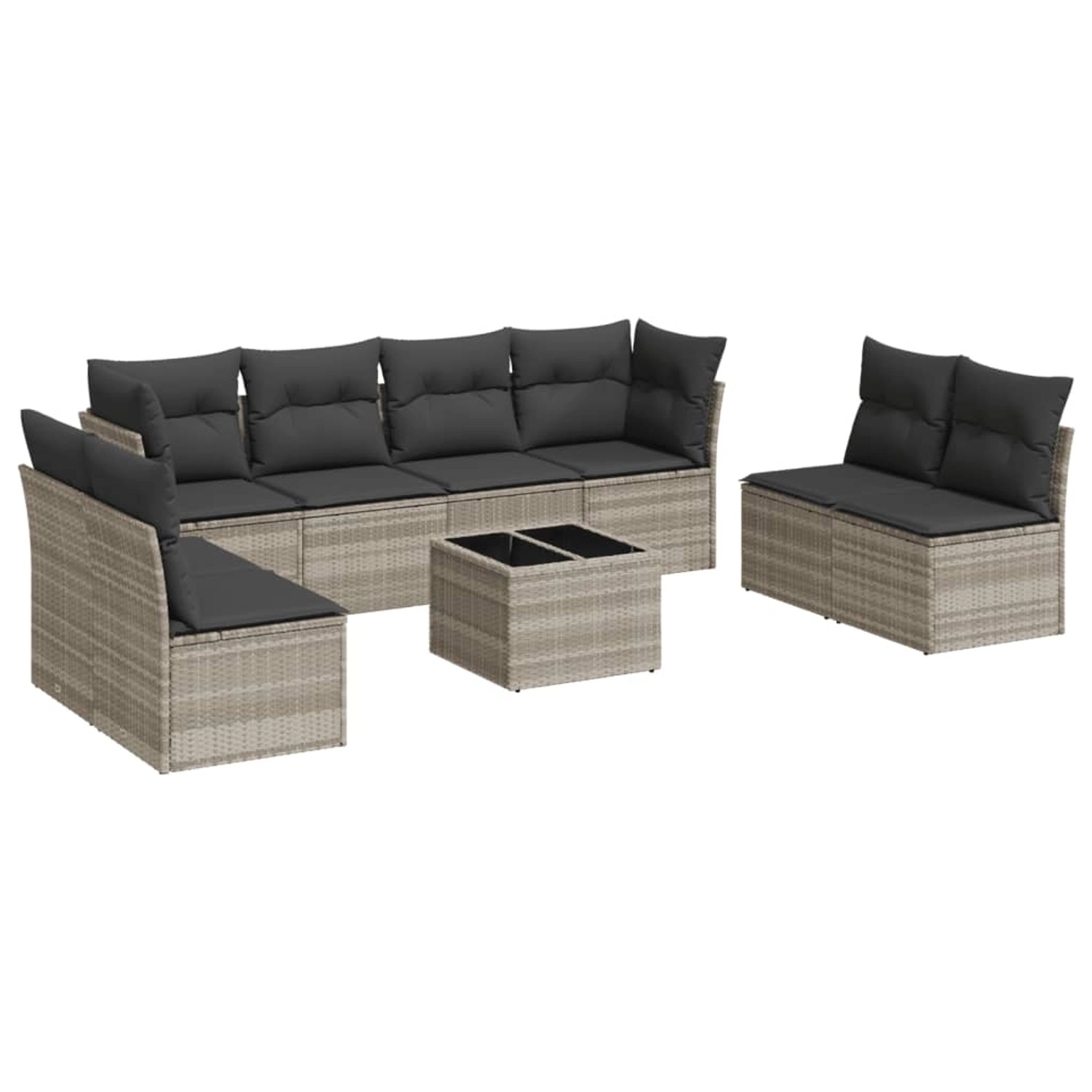 vidaXL 9-Tlg Garten-Sofagarnitur mit Kissen Hellgrau Poly Rattan 3249301 günstig online kaufen