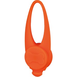 Oranger Jollypaw Flasher 8 cm für Hundehalsband, mit Knochen-Symbol.