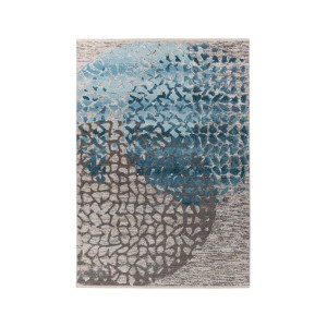 MeGusta Kurzflor Teppich Ainhoa, 160x230 cm, blau-multi mit modernem Used-Look Muster.