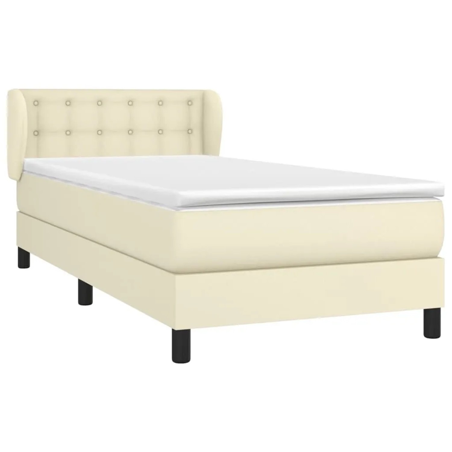 vidaXL Boxspringbett mit Matratze Creme 90x190 cm Kunstleder 3127285