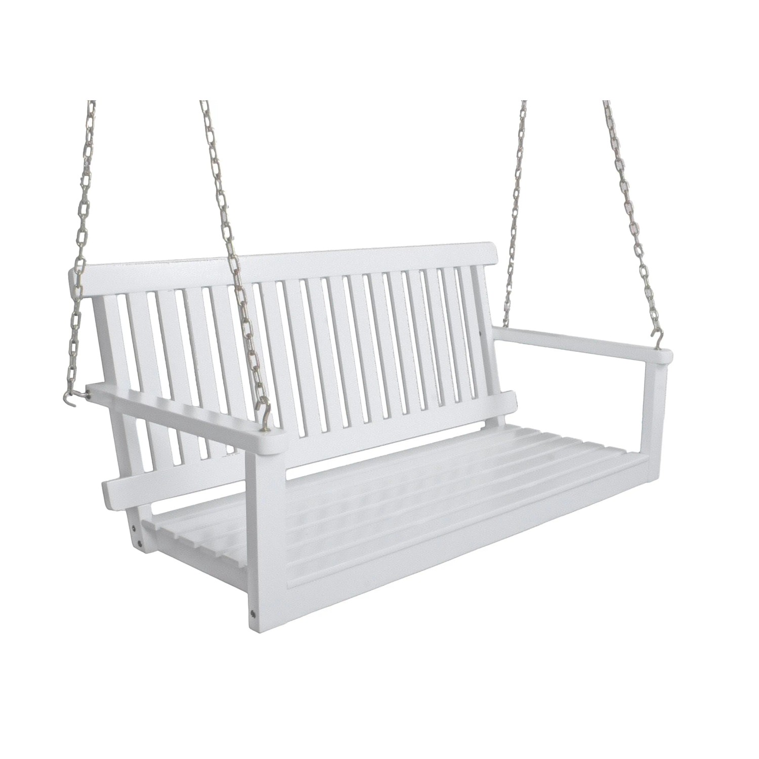 DELUKE Garten-Hängebank TARTU 130cm Breit Eukalyptus Weißgrau Hängebank Garten Wetterfest Sitzbank Outdoor